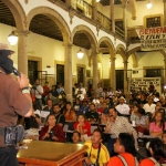 El Subcomandante Insurgente Marcos, Delegado Zero para La Otra Campana del EZLN durante discurso en reunion con adherentes en la Preparatoria numero 1 de la Universidad Michoacana de San Nicolas de Hidalgo. en la capital Michoacana. Foto: Moysés Zúñiga Santiago.